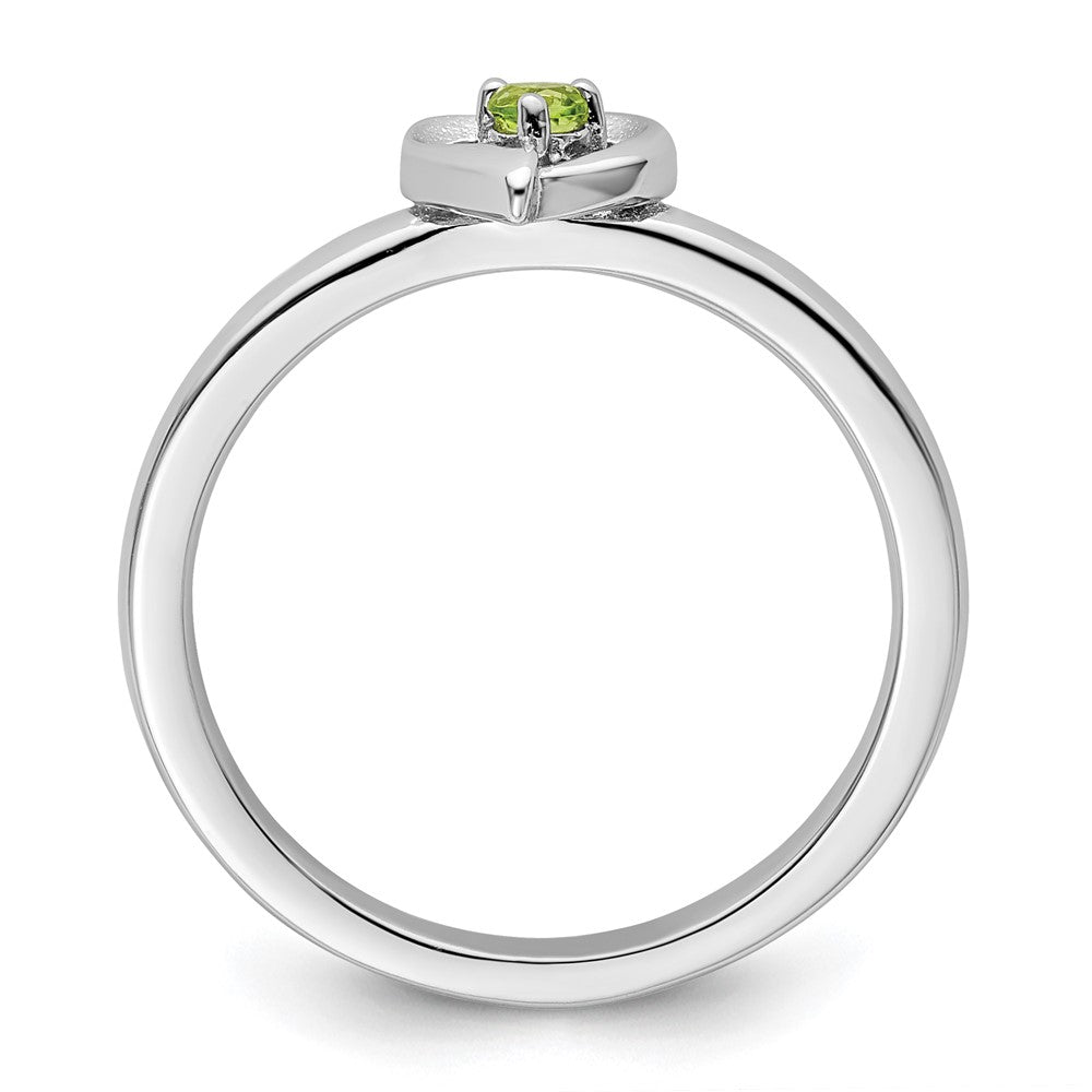 Sterling Silver Stackable Expressions Peridot Heart Ring Size -9