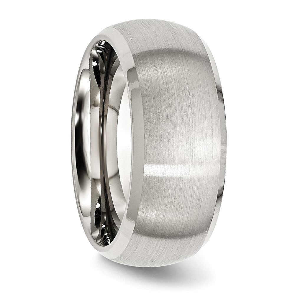 Stainless Steel Brushed and Polished 10mm Beveled Edge Band Size - 12