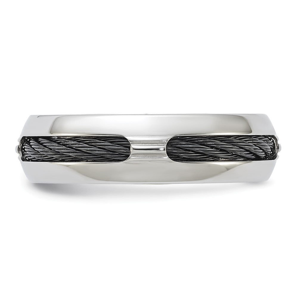 Edward Mirell Steel & Cable Polished 7mm Ring