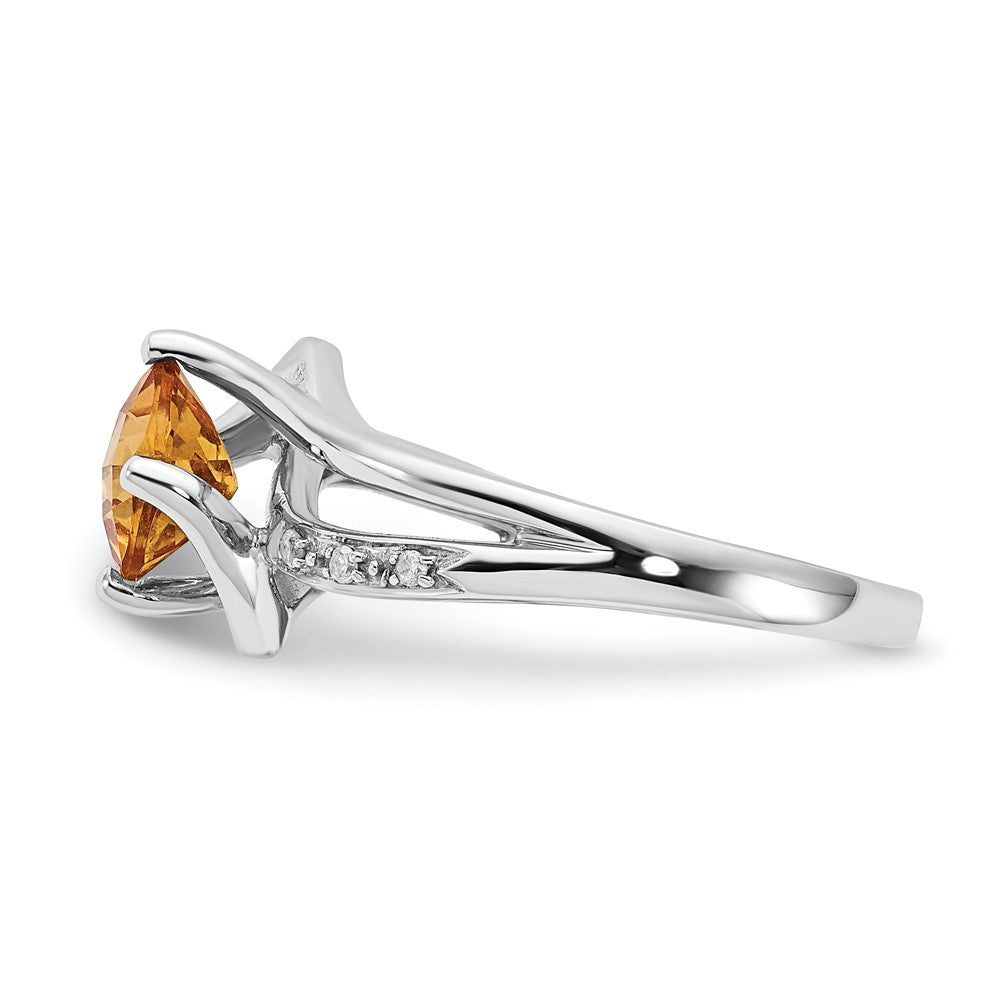 Sterling Silver Citrine and Diamond Ring