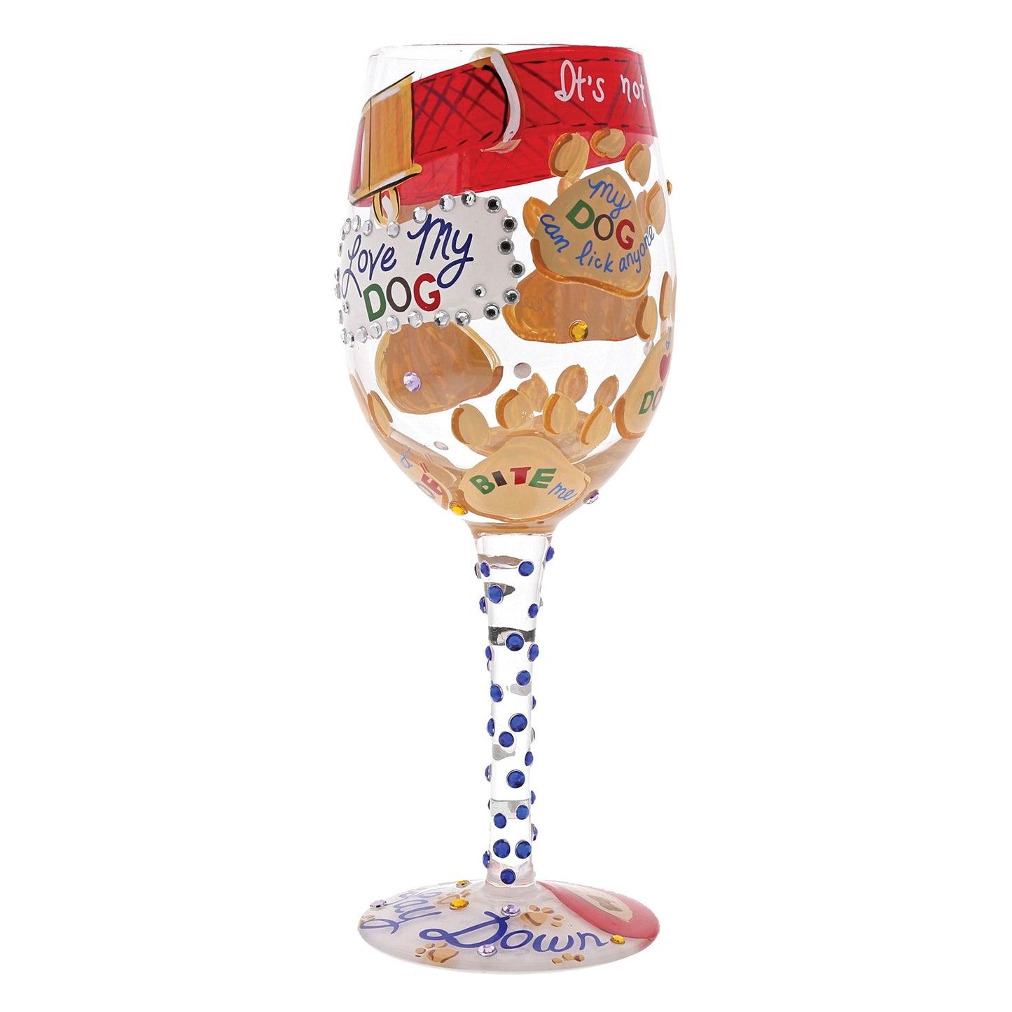 Designs by Lolita ‚ÄúLove My Dog‚Äù Hand-painted Artisan Wine Glass, 15 oz.