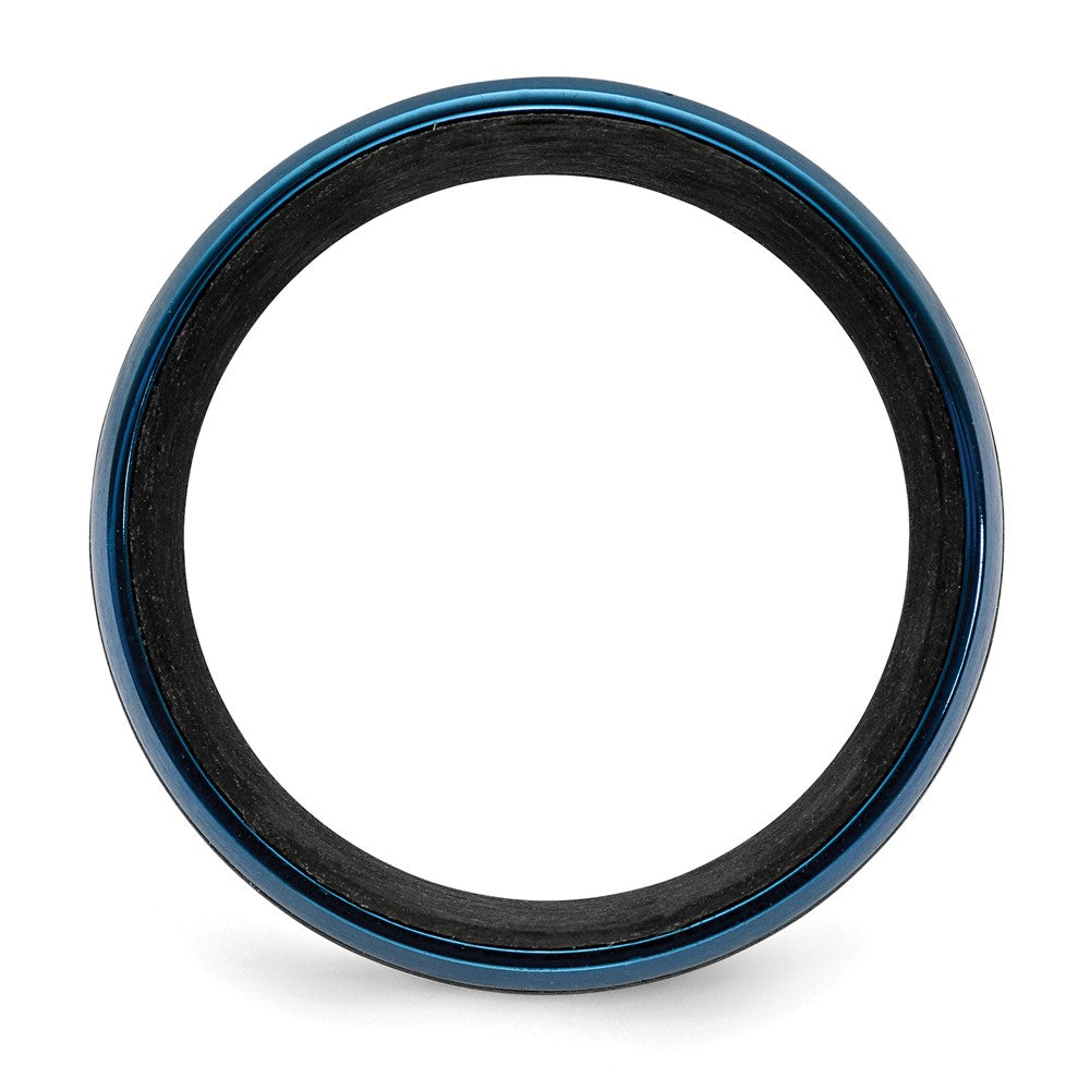 Black Carbon Fiber with Brushed Blue IP-plated Stainless Steel 8mm Band Size - 11