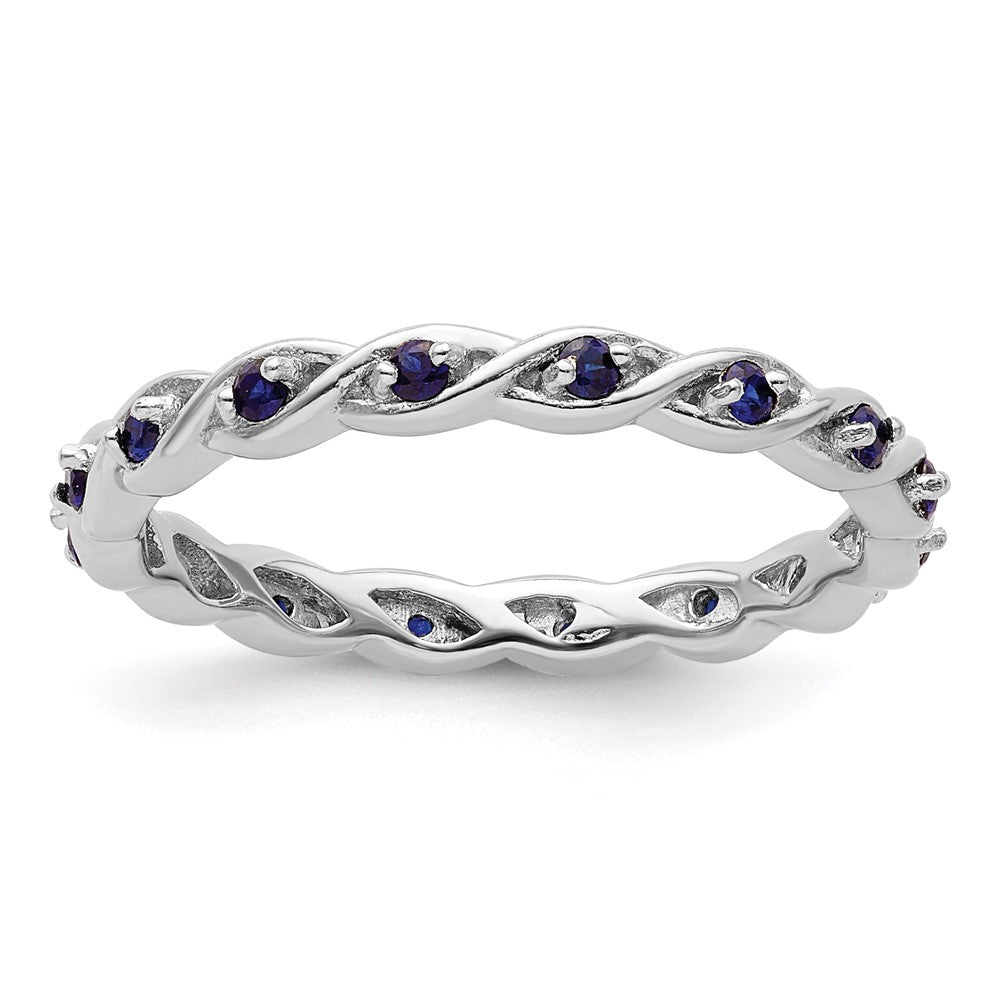 Sterling Silver Stackable Expressions Created Sapphire Ring Size -7