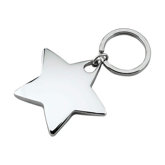 Contemporary Home Living 2" Star-Shaped Nickel-Plated Key Chain With Ring