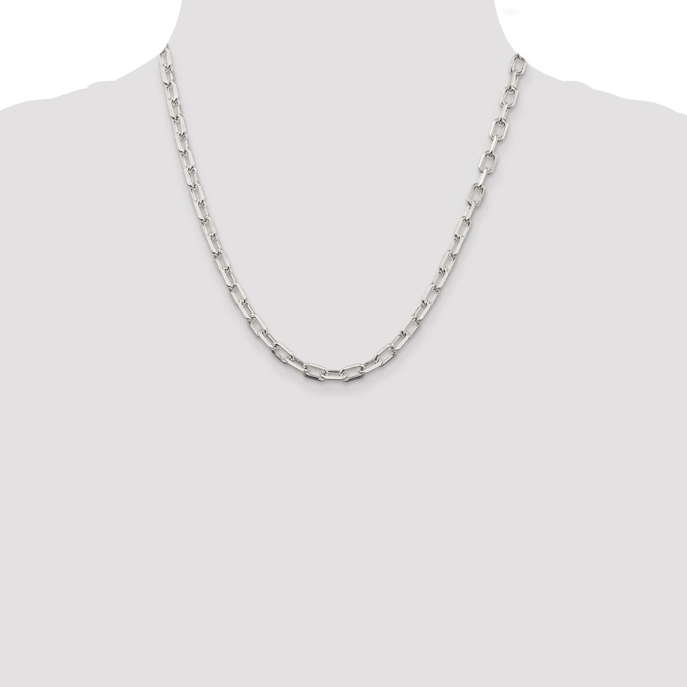 Sterling Silver 5.75mm Diamond-cut Long Link Cable Chain 20 Inches
