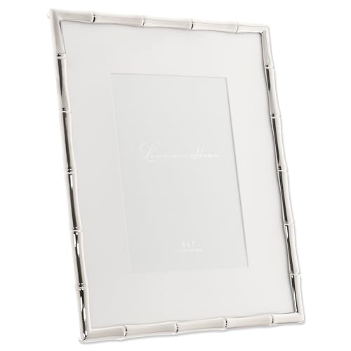 Lawrence Frames 710180 Silver Metal Bamboo 8x10 Matted for 5x7 Picture Frame