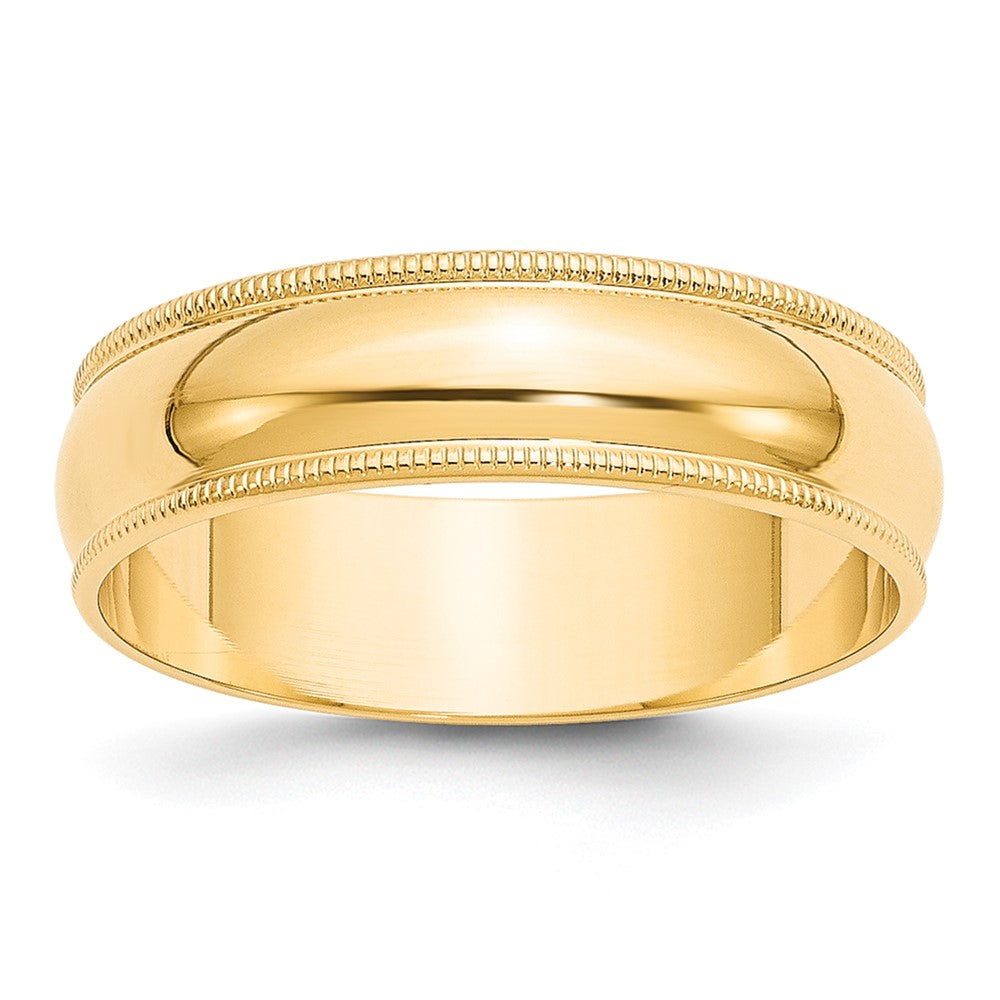 10k Yellow Gold 6mm Lightweight Milgrain Half Round Wedding Band Size 7
