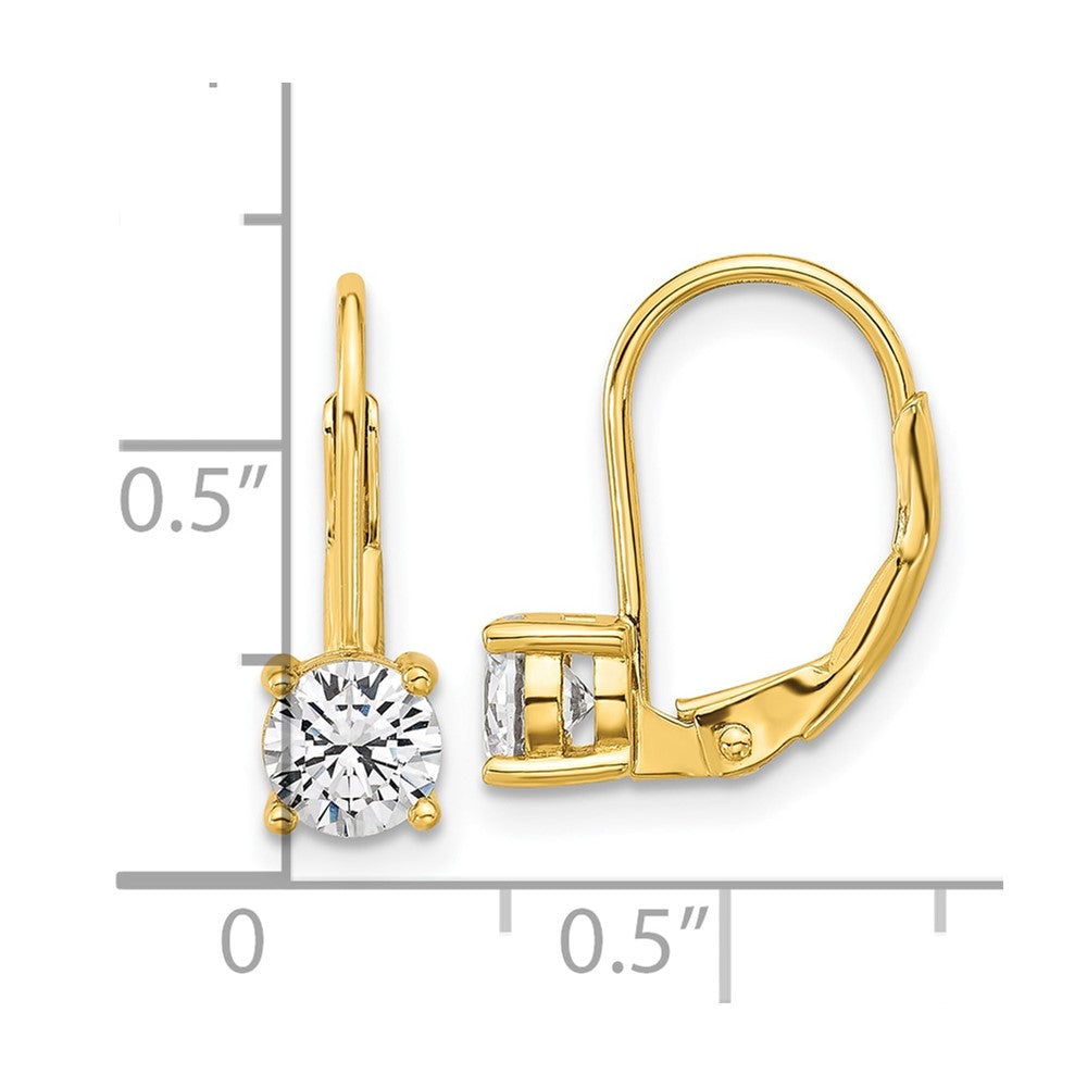 Sterling Shimmer Sterling Silver Gold-tone Flash-gold Plated 5mm CZ 2 Stone Leverback Earrings