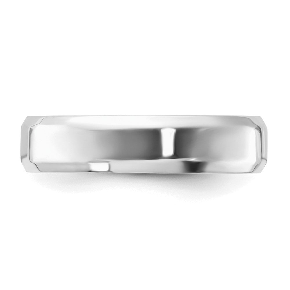 SS Rhodium-plated 5mm Bevel Edge Size 7 Band