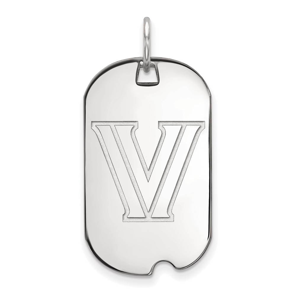 Sterling Silver Rhodium-plated LogoArt Villanova University Letter V Small Dog Tag Pendant QSS014VIL