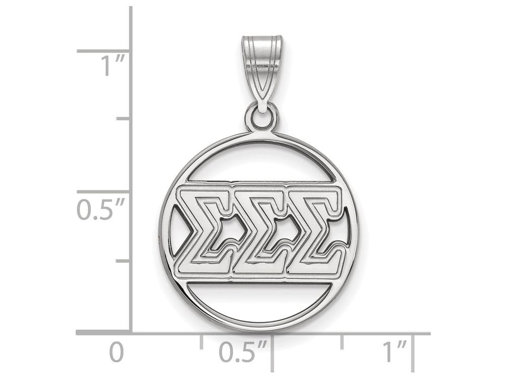Sterling Silver Official Licensed Greek Sororities Sigma Sigma Sigma (???) Small Circle Pendant