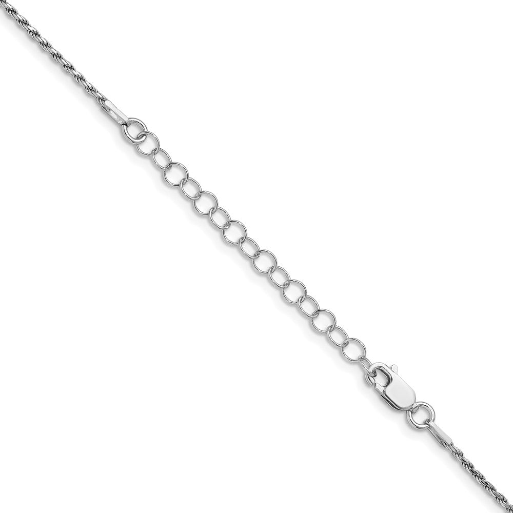 Sterling Silver Rhodium-plated 1.5mm Diamond-cut Rope Chain w/2in ext. 18 Inches
