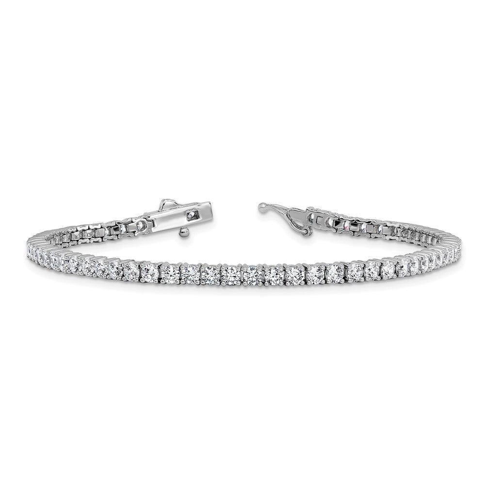 Sterling Shimmer Sterling Silver Rhodium-plated 3mm CZ 62 Stone 8 inch Bracelet 8 inches