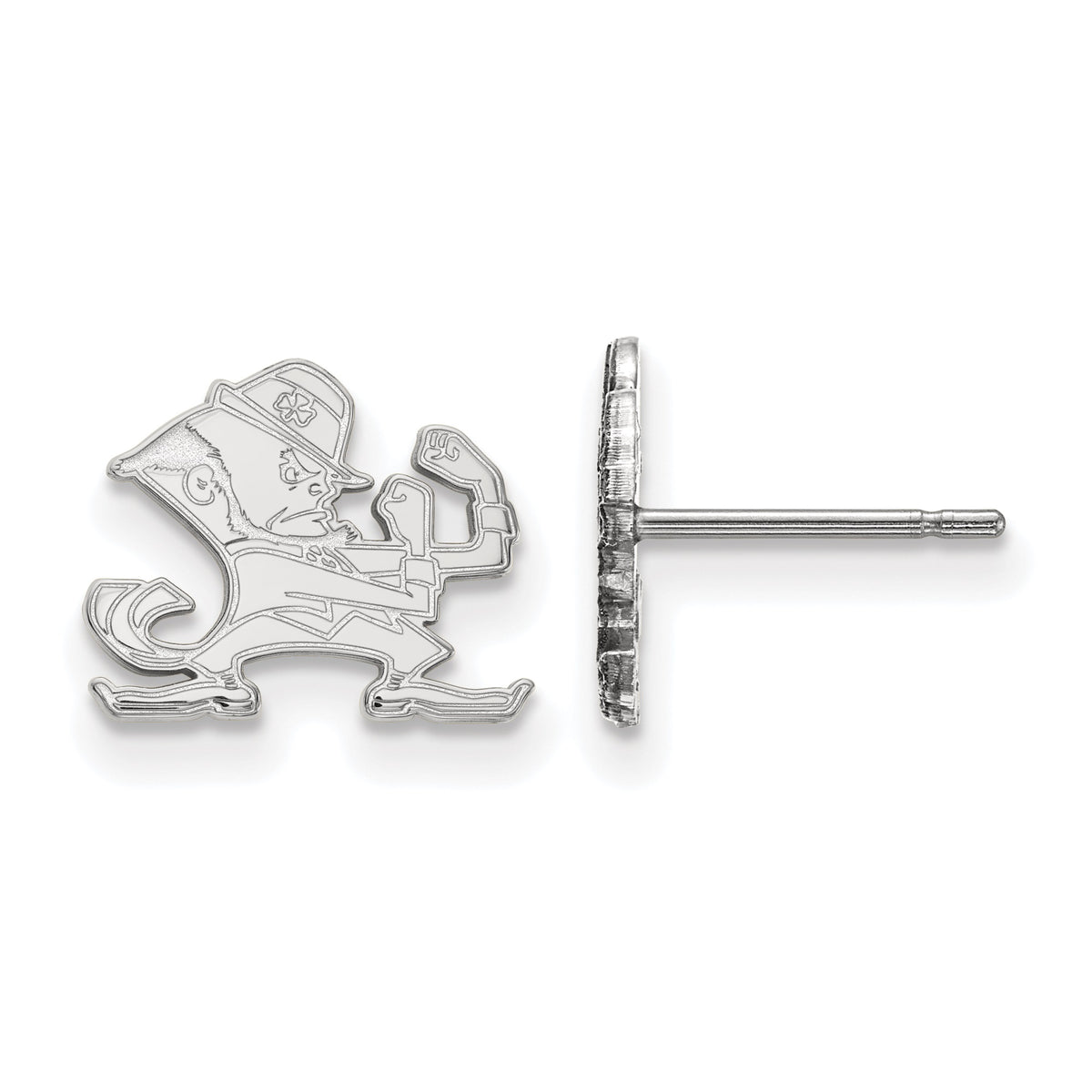 Sterling Silver Rhodium-plated LogoArt University of Notre Dame Leprechaun Extra Small Post Earrings #Q-SS050UND
