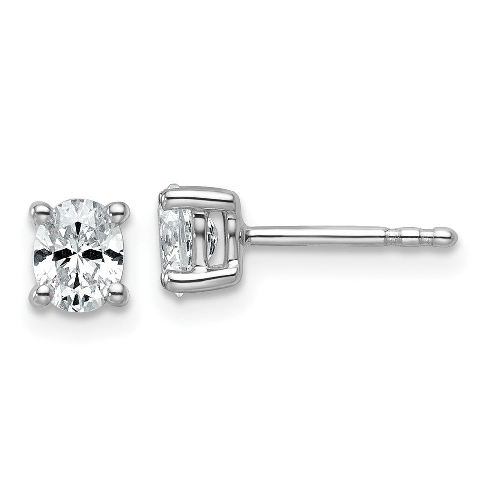 14k White Gold 1/2 ctw Certified Lab Grown Diamond VS+ F+ Oval 4 Prong Heavy Wt. Stud Earrings