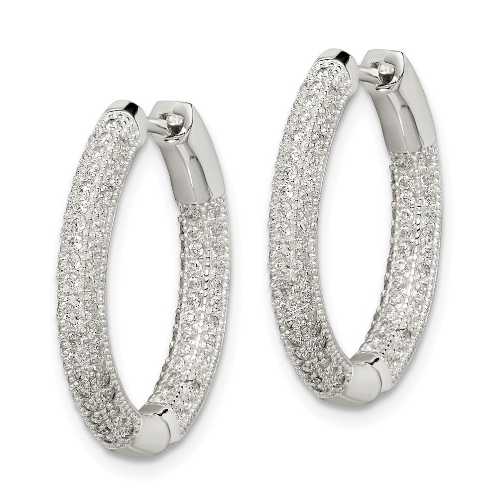 Sterling Silver Rhodium-plated CZ Flower Post Earrings