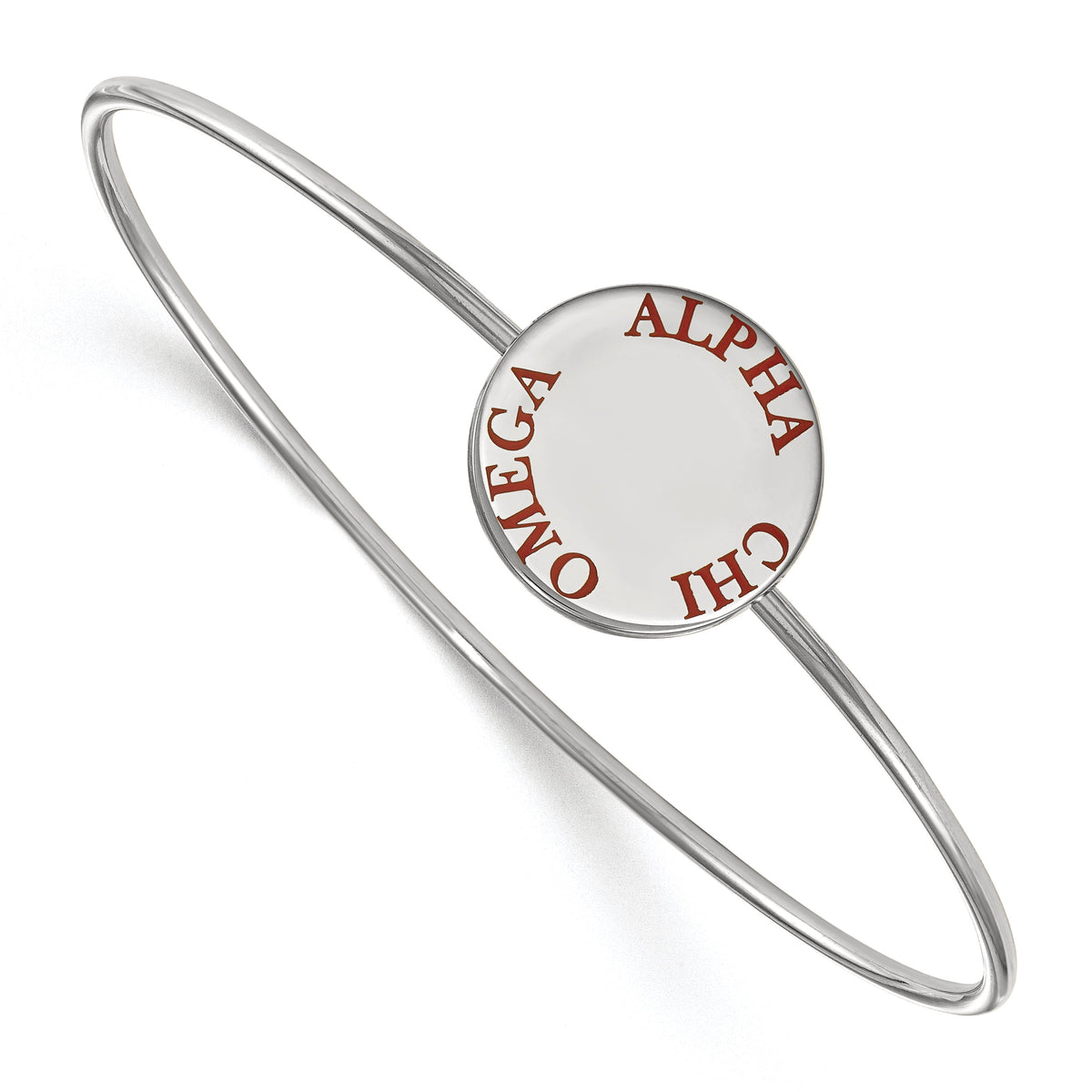 Sterling Silver Official Licensed Greek Sororities 7in Alpha Chi Omega (???) Enameled Slip-on Bangle