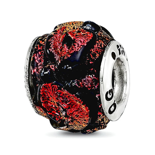 Sterling Silver Reflections Orange Dichroic Glass Bead