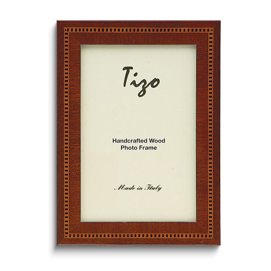 Handcrafted Brown Wood with Inlay 4x6 Photo Frame