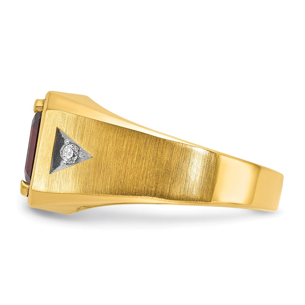 14k IBGoodman Men's Polished and Satin Gemstone and Diamond Ring Mounting