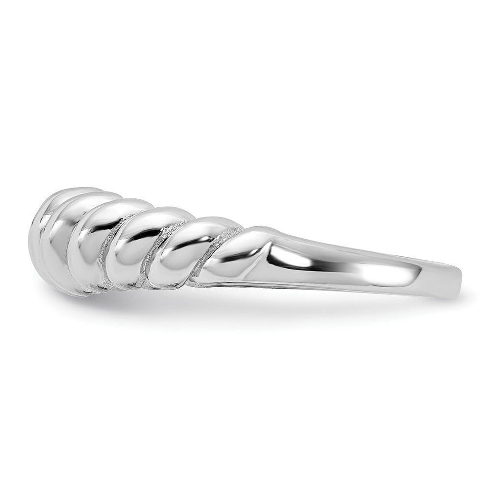 Sterling Silver Rhodium-plated Scalloped Ring