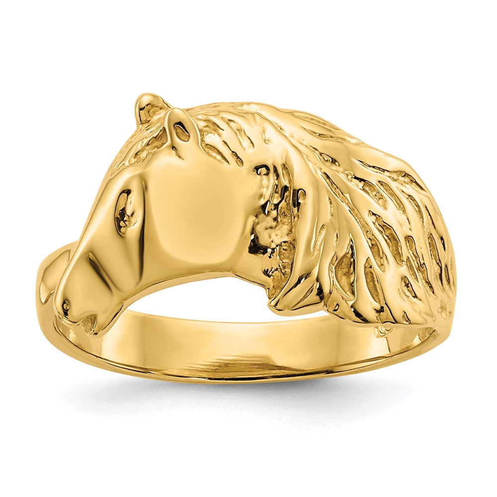 14K Gold Polished Horse Head Ring Size 7