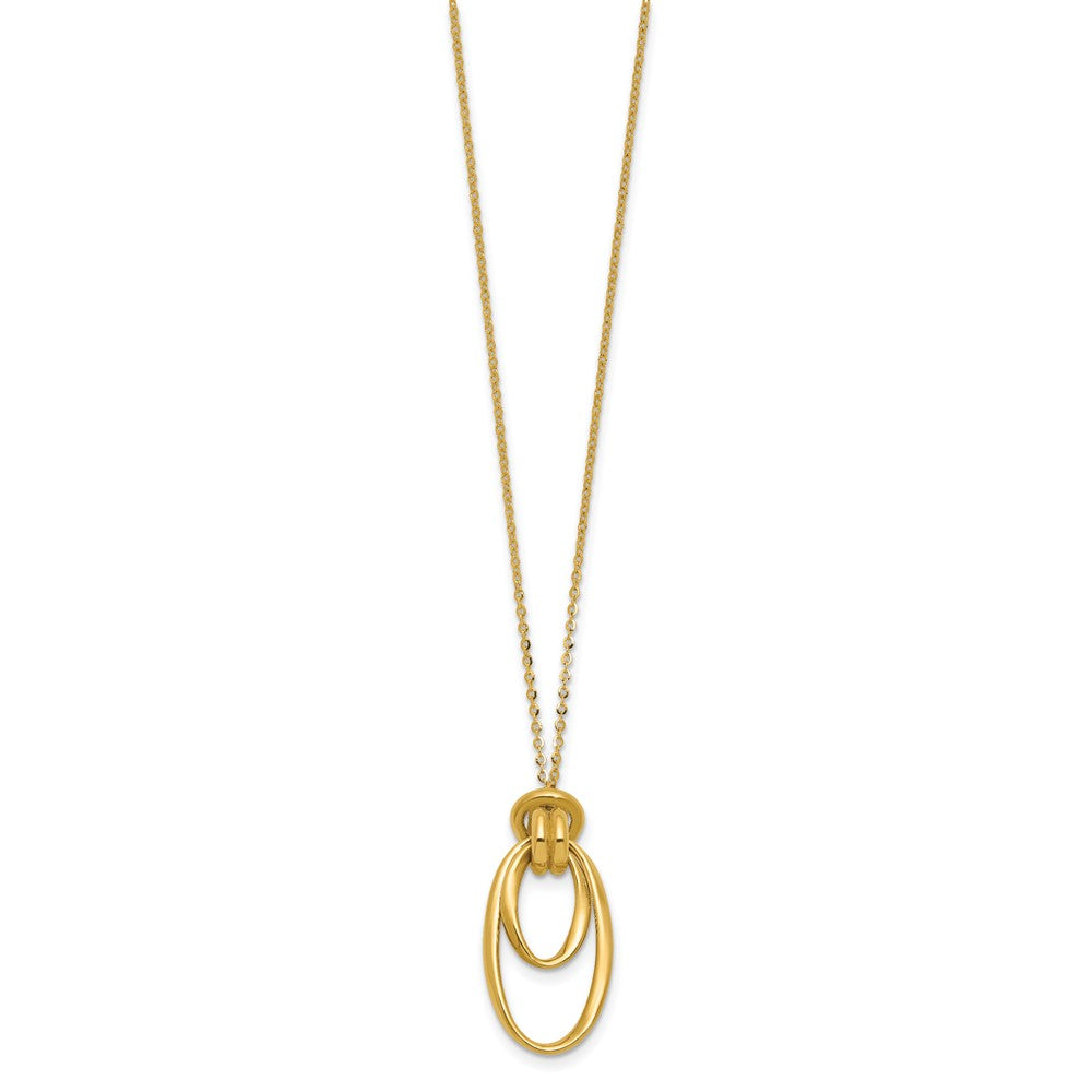 14K Polished Fancy Ovals with 2in  Ext. Necklace