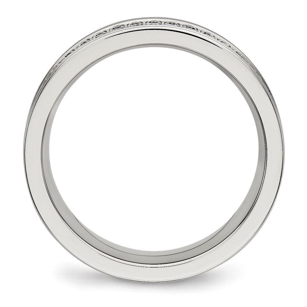 Stainless Steel Polished w/CZ 6.5mm Band Size - 7