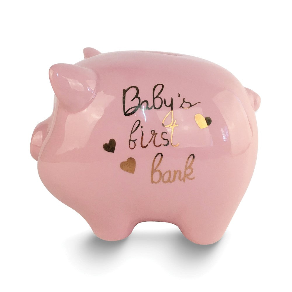 Pink Ceramic Babys First Piggy Bank