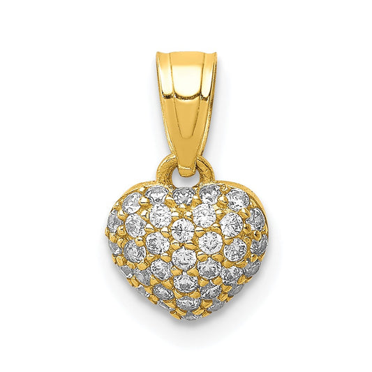 10K CZ Micro Pave Heart Pendant