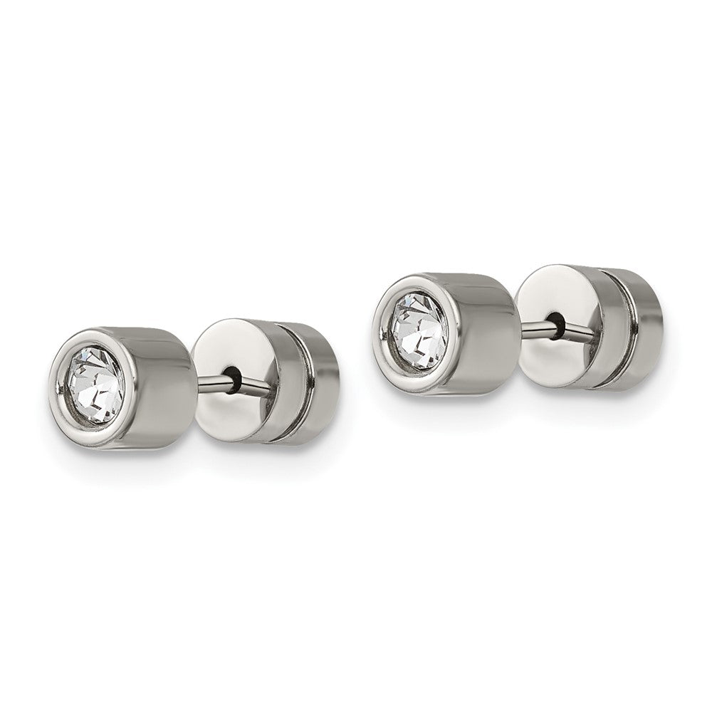 Stainless Steel Polished CZ Bezel Post Earrings