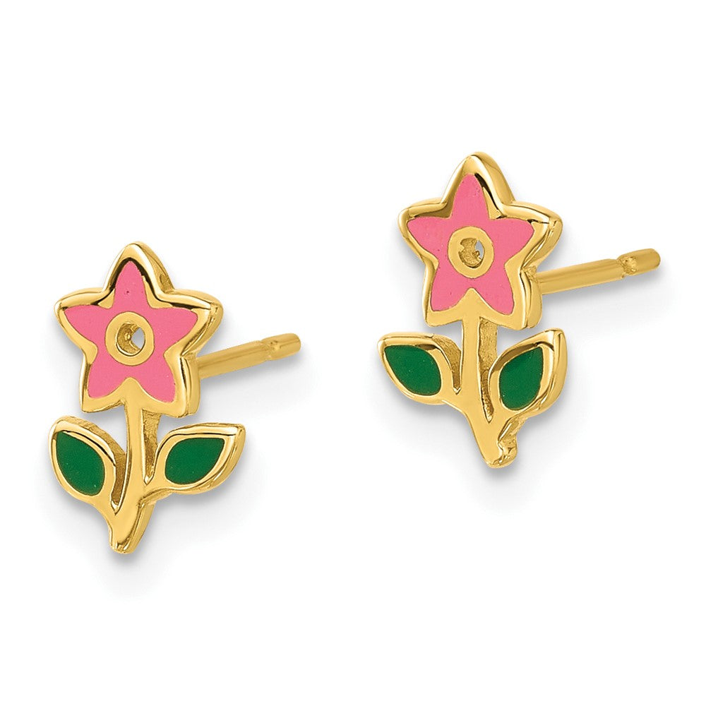 14K Madi K Polished Enameled Flower Post Earrings
