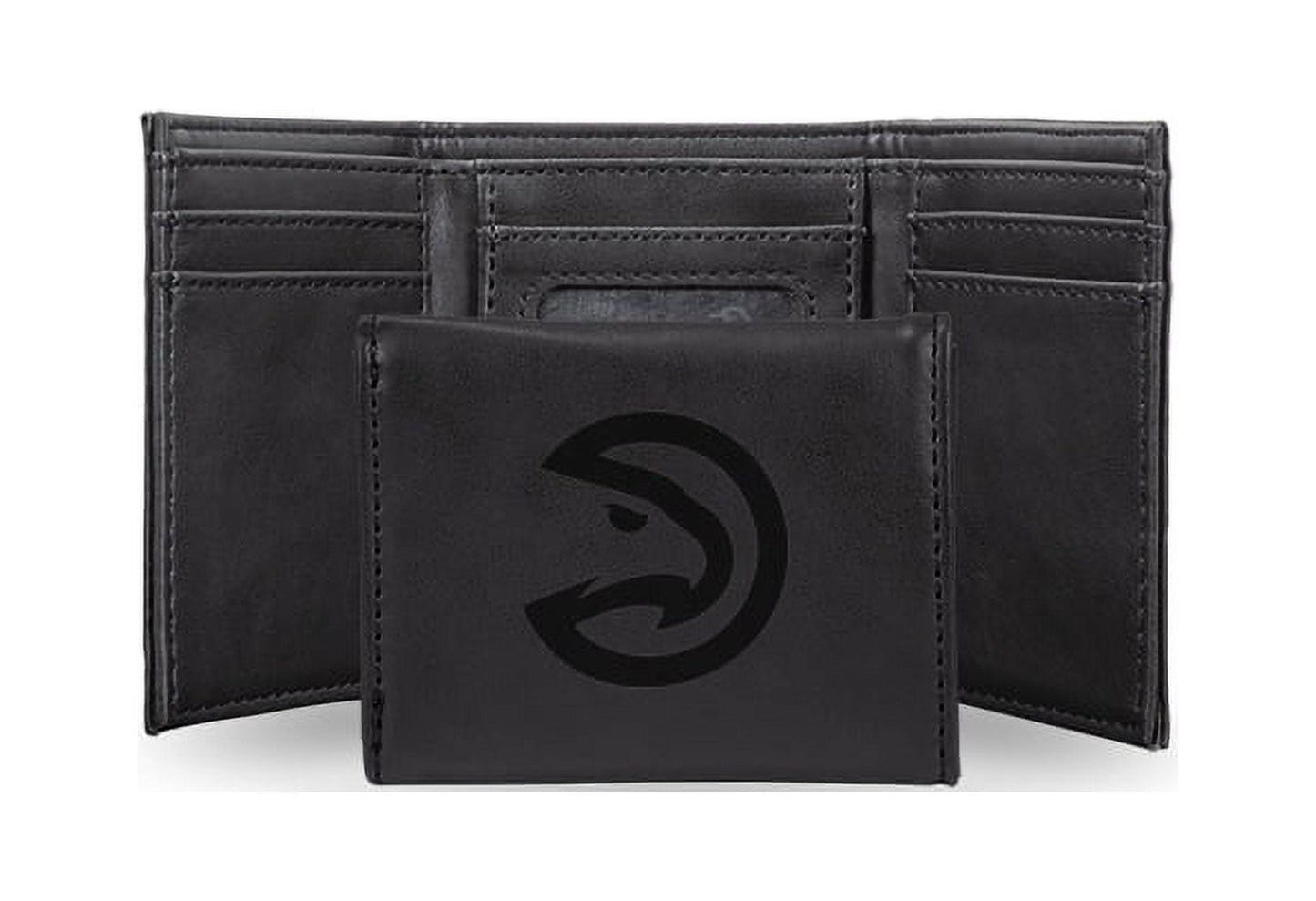 Basketball Rico Industries Atlanta  Black Laser Engraved Trifold Laser Engraved Tri-Fold Wallet - Men's Accessory