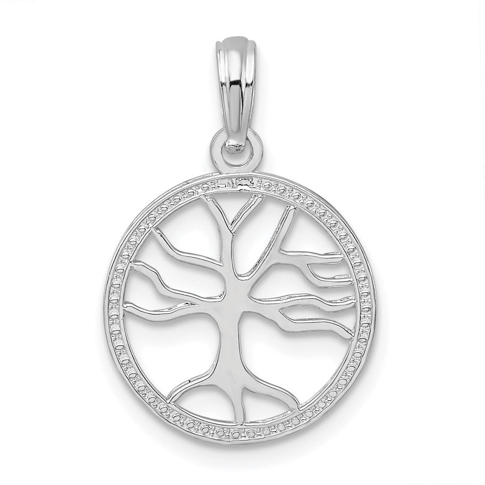 De-Ani Sterling Silver Rhodium-Plated Cut-Out Tree of Life Pendant