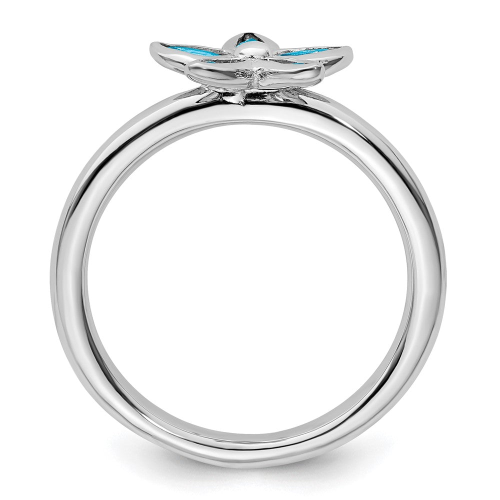 Sterling Silver Stackable Expressions Blue Topaz Flower Ring Size -10