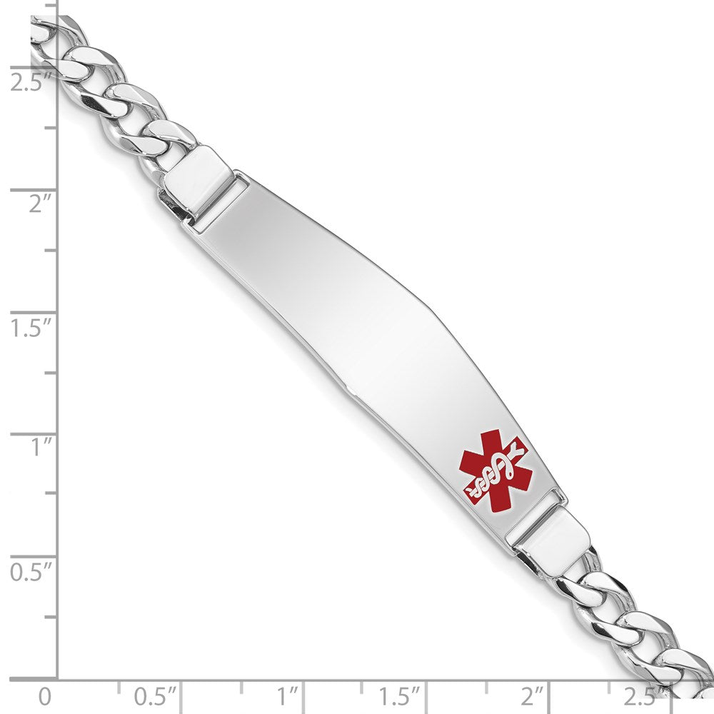 Sterling Silver Rhodium-plated Medical ID Curb Link Bracelet 7 inches