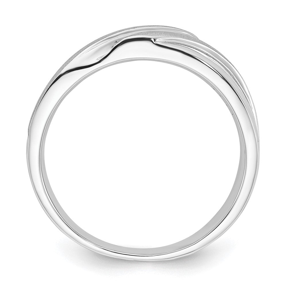 10K White Gold Polished & Brushed Diamond Band