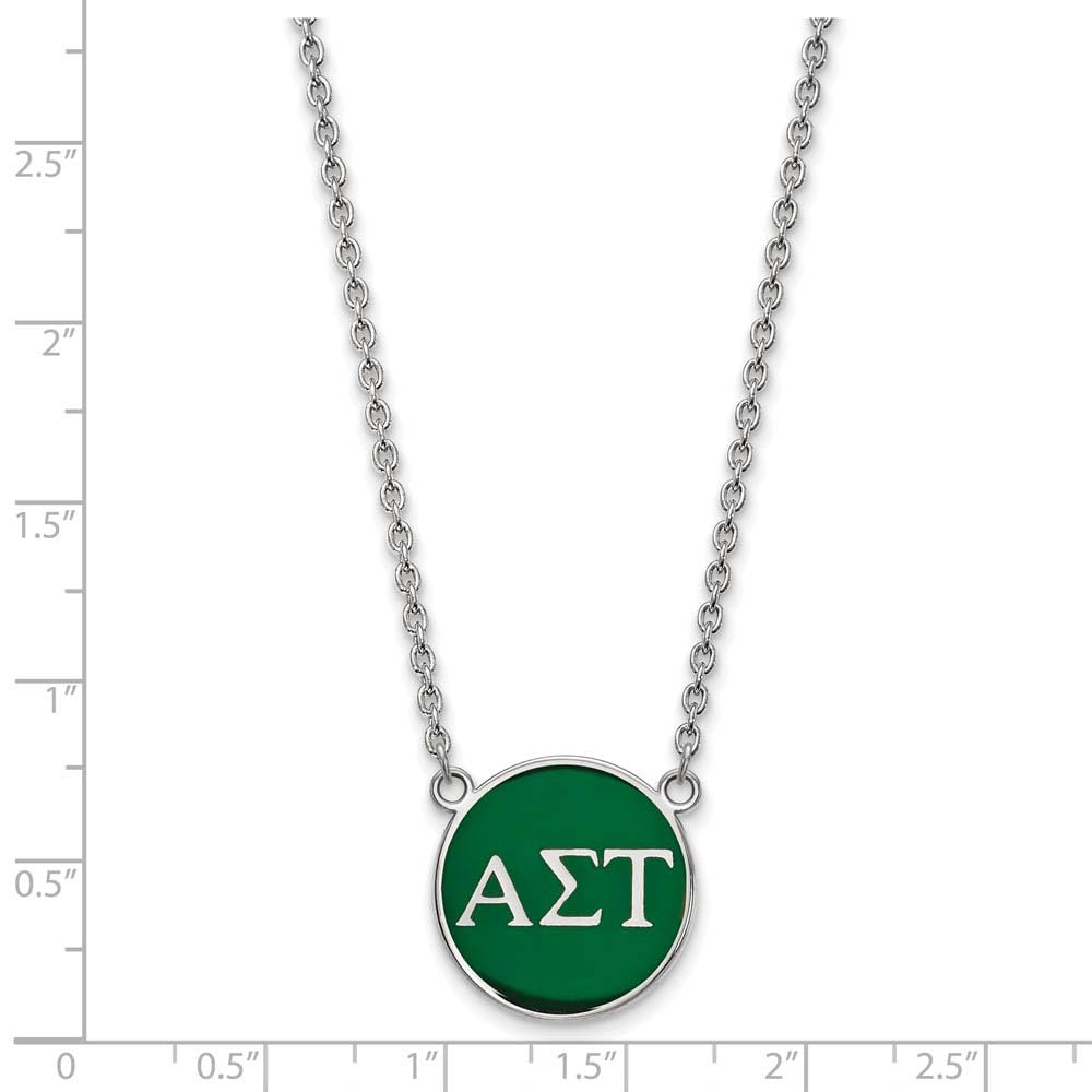 Sterling Silver 18in Official Licensed Greek Sororities Alpha Sigma Tau (???) Small Enamel Pendant w/Necklace