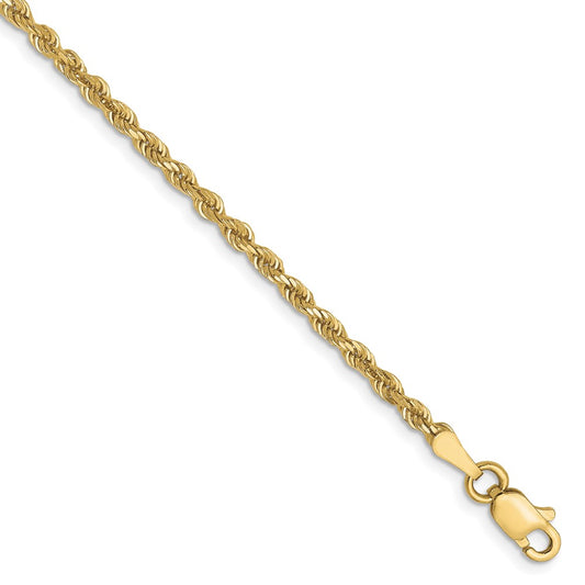 10K 2.5mm Diamond-Cut Rope Chain 8  inches