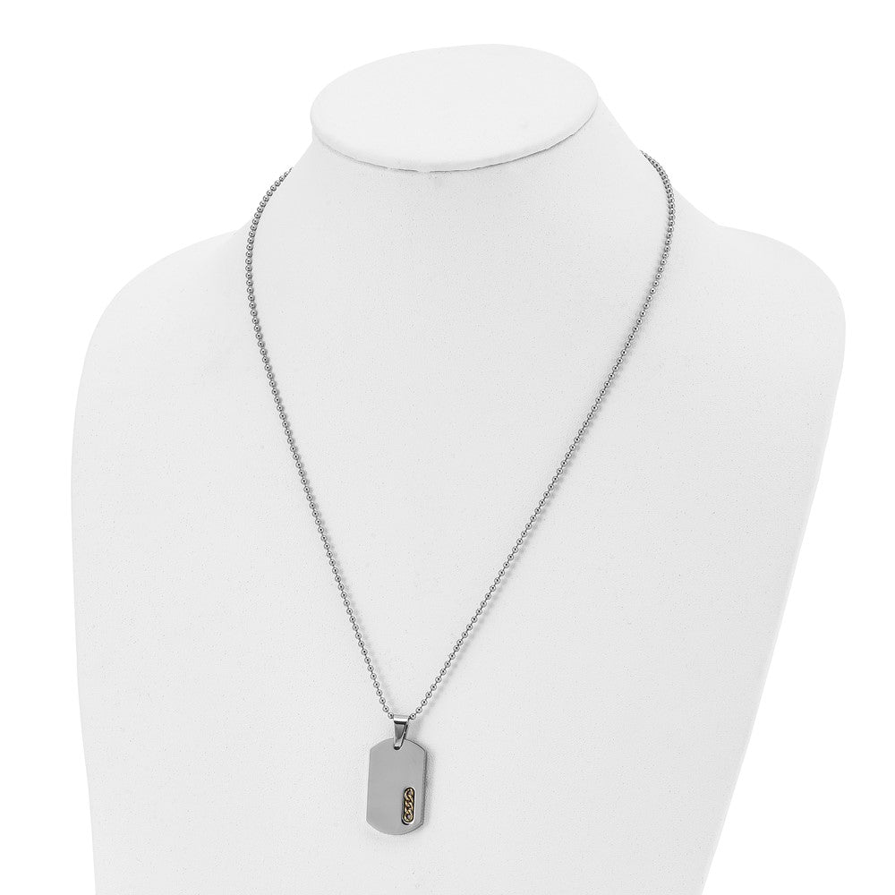 Stainless Steel Polished Yellow IP-plated 22in Dog Tag Necklace