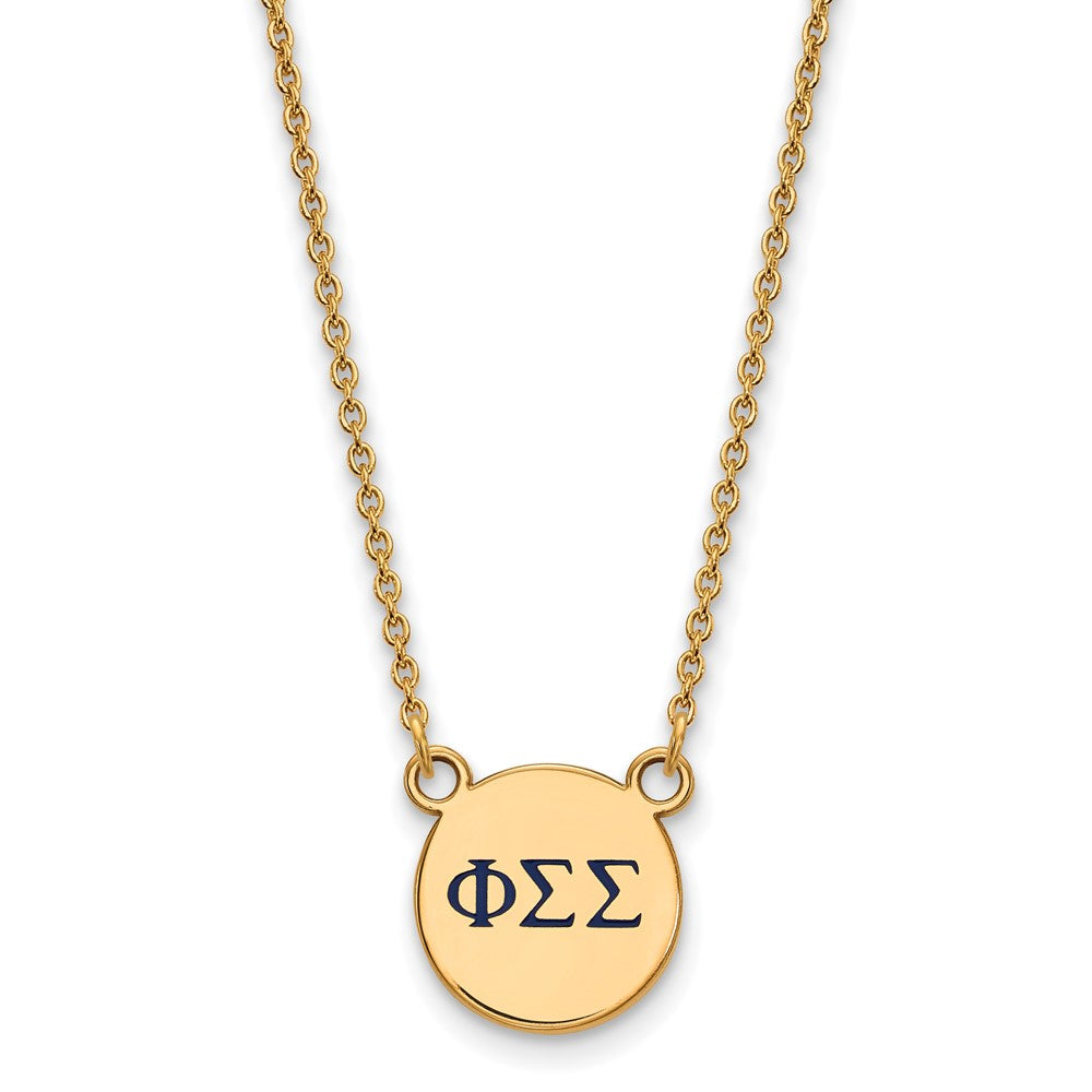 Sterling Silver Gold-plated LogoArt Phi Sigma Sigma Sorority Greek Letters Small Color Enamel Pendant 18 inch Necklace