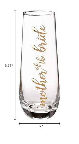 Lillian Rose Mother of Bride Stemless Champagne Wedding Toasting Glass, 1 Count (Pack of 1), Clear
