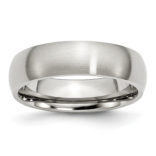 Stainless Steel Brushed 6mm Half Round Band Size - 10