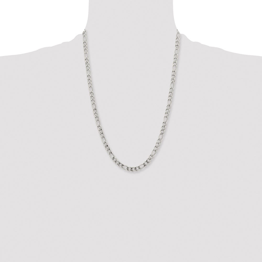 Stainless Steel Polished 5.3mm 24in Figaro Chain