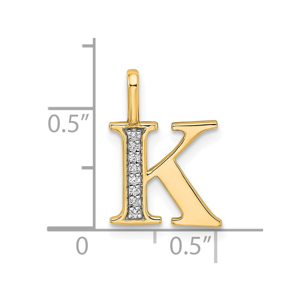 14k Diamond Letter K Initial Pendant