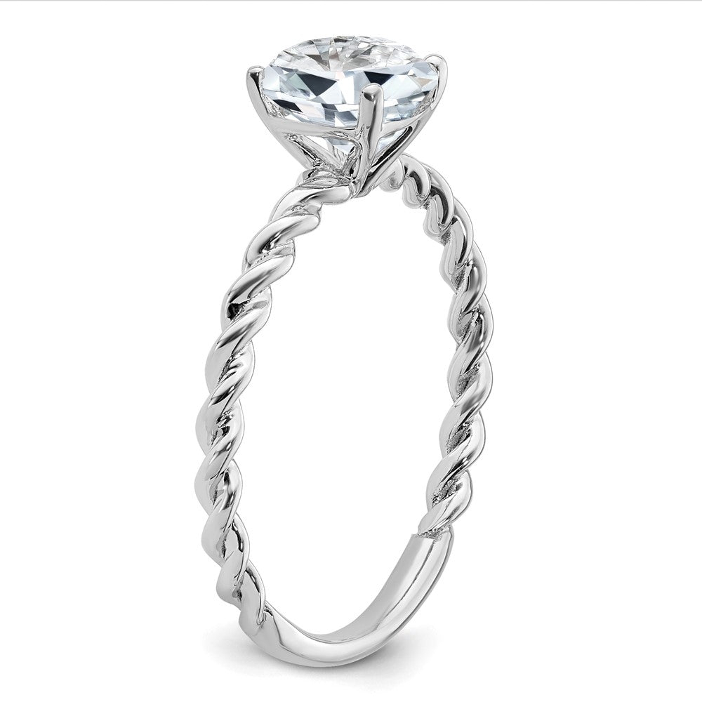 Sterling Silver Round Twisted Band CZ Engagement Ring