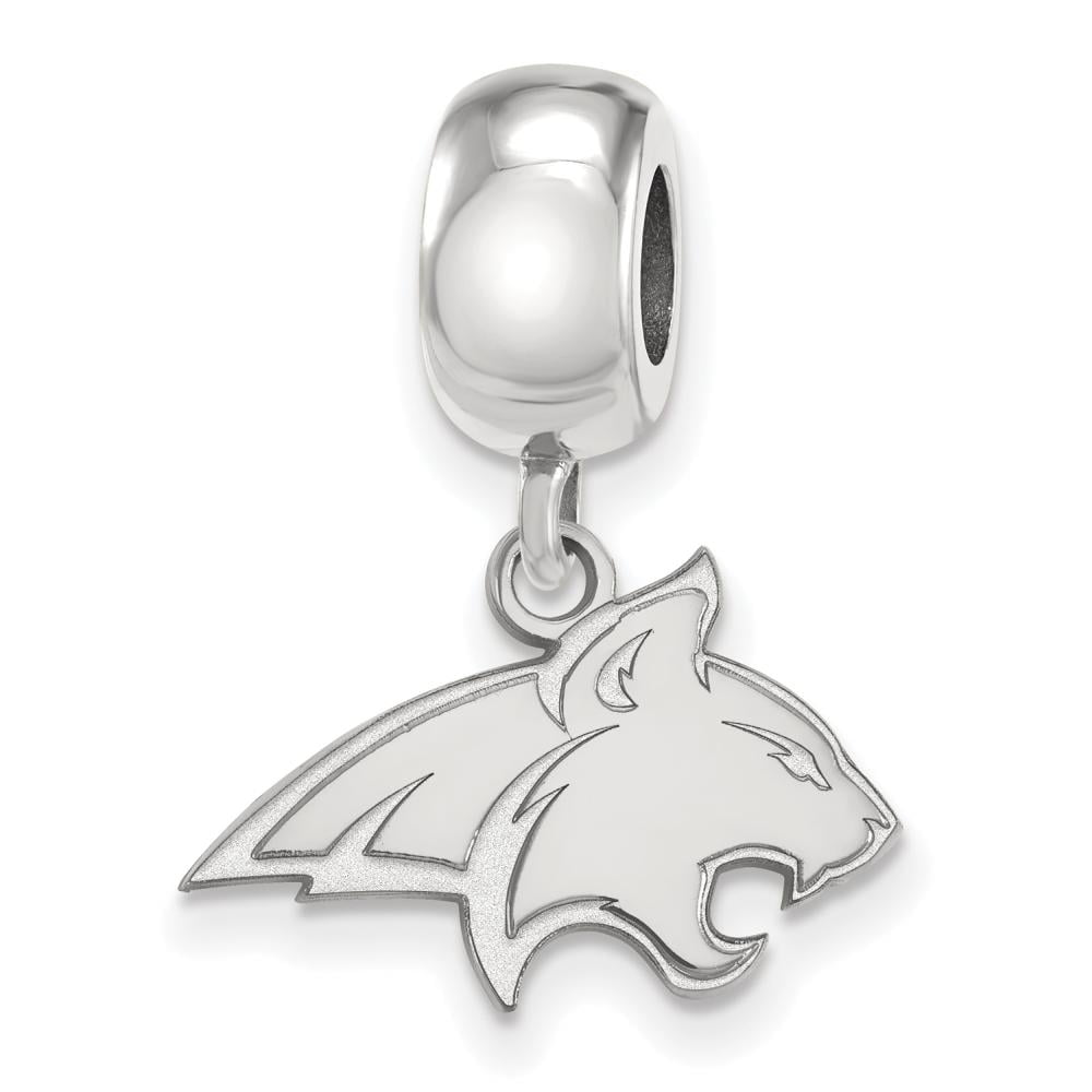 Sterling Silver Rhodium-plated LogoArt Montana State University Bobcat Small Dangle Bead Charm