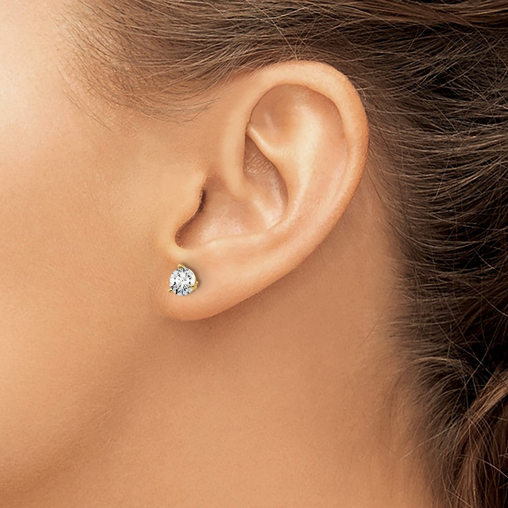 14k Yellow Gold 1 ctw Lab Grown Diamond VS+ F+ Round 3 Prong Heavy Wt. Screwback Stud Earrings
