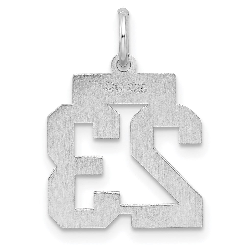 Sterling Silver/Rhodium-plated Satin Number 23 Charm
