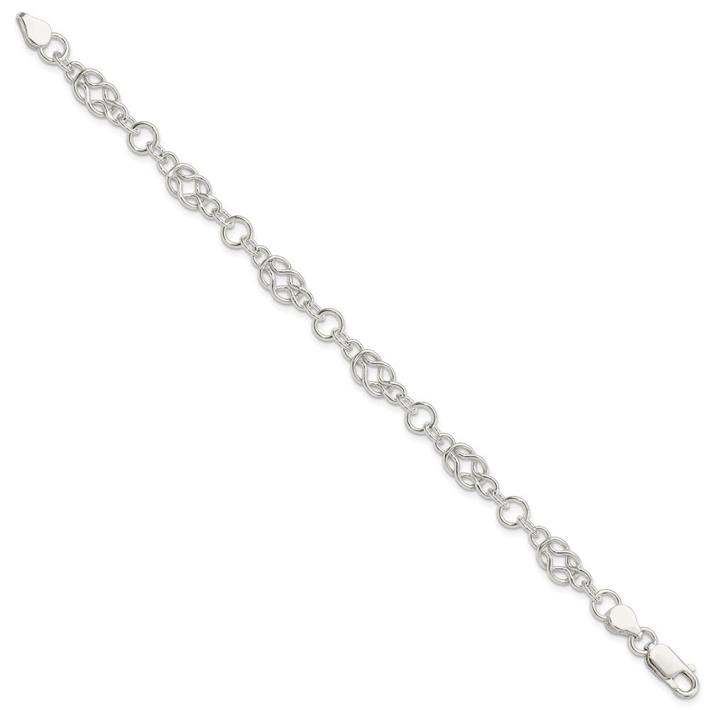 Sterling Silver 7.5inch Polished Fancy Knot-Link Bracelet 7.5 inches